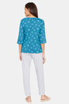 Rosaline Starry Nights Knit Cotton Pyjama Set - Crystal Teal — thumbnail 3